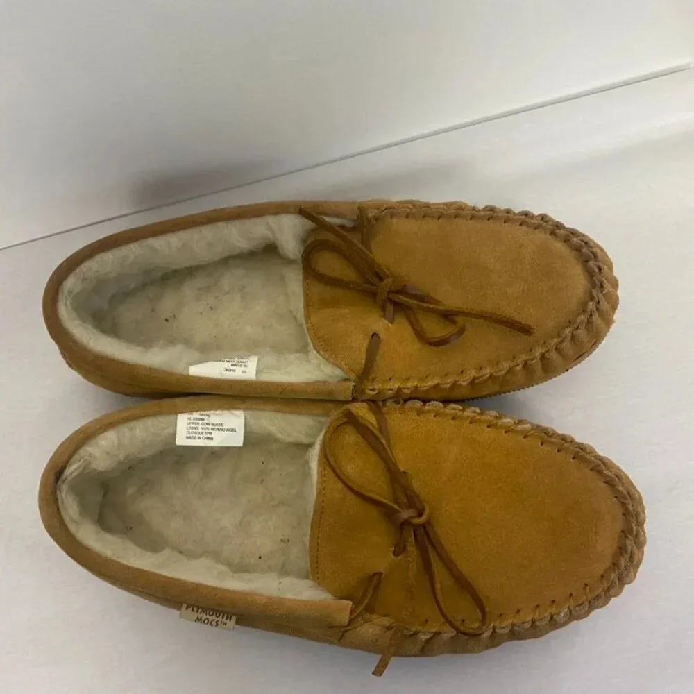 NWOT 100% Merino Wool Leather Plymouth Moccasins